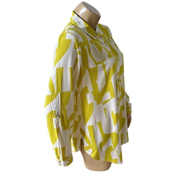 FIG AND FLOWER Womens Size Medium Convertible Sleeve Button Up Collared Shirt - Picture 3 of 9